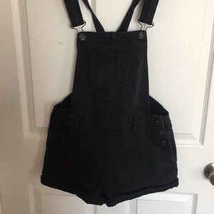 Black denim shortalls